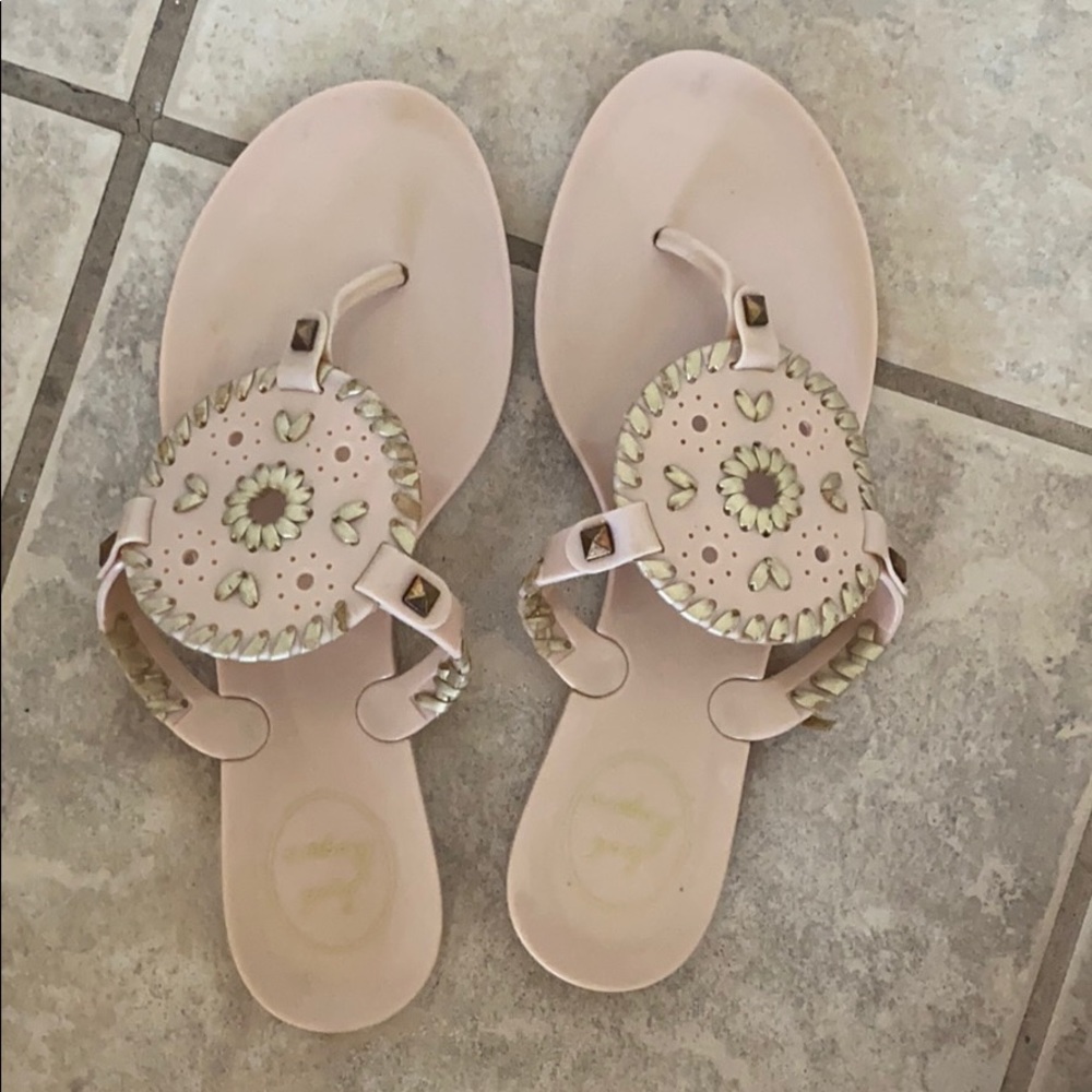 Blush Jack Rogers jellies with rose gold